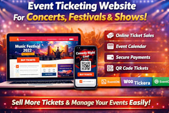 create event ticketing website  for concerts  festivals and  shows