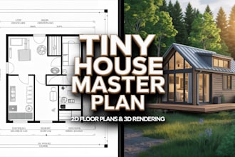 design tiny house, shipping container home, cabin, and adu with 3d rendering