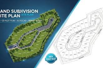 create land subdivision site plan plot plan autocad layout for city permit