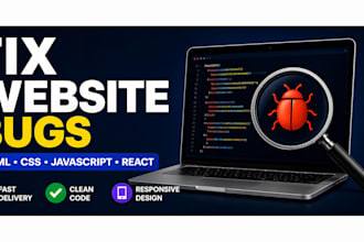 fix frontend bugs in HTML CSS javascript and react