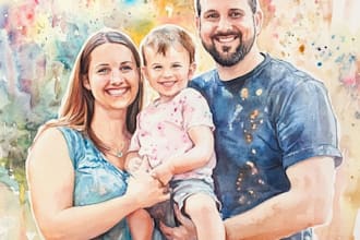 create a watercolor family portrait art