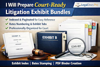 prepare court ready litigation exhibit bundles with indexing and pagination