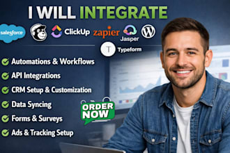 integrate salesforce mailchimp clickup zapier jasper wordpress typeform meta ads