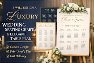 design a luxury wedding seating chart and elegant table plan