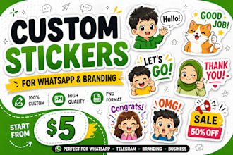 design custom text and simple stickers for whatsapp or branding