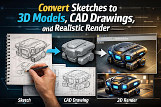 convert sketches to 3d models, cad drawings and realistic renders