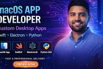 develop macos desktop app using swift, electron, UI UX functionality, notarized