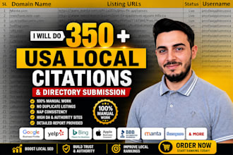 build 350 USA local citations and directory submissions with forum links