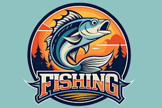 do fantastic fishing team and boat charter logo in 24 hours