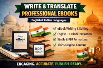 write edit and translate professional ebooks  in english and indian languages