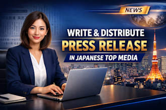 write and distribute press release content to top site in japanese