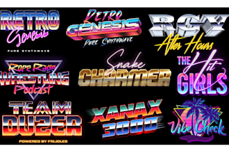 design an 80s retro synthwave vintage logo