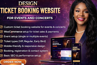 design ticket booking website for events and concerts
