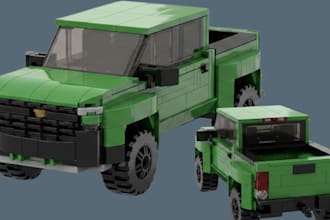 custom lego moc, 3d lego model, car, minifigure with bricklink XML and PDF guide