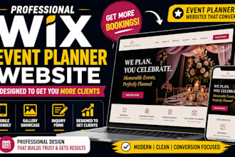 design a wix event planner website with booking and modern design