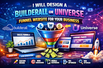 design a builderall or universe funnel website for your business