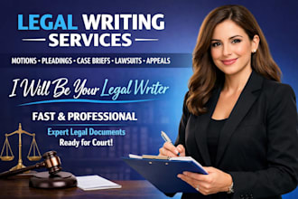 be your legal writer for motions, pleadings, case briefs, lawsuits, appeals fast