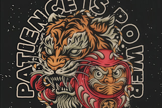make premium illustration for t shirt logo design