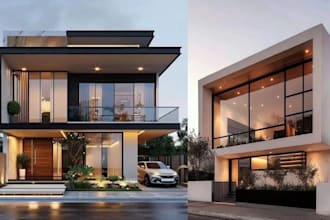do modern exterior facade design and interiors design