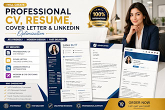 create professional resume CV create linkedin optimize build cover letter design