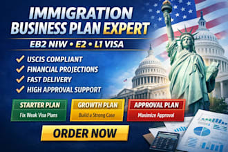 write immigration business plan for eb2 niw, e2, l1 visa USA