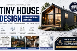 design tiny house plans, cabin, container home and 3d model