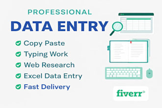 do accurate data entry, copy paste, typing and web research