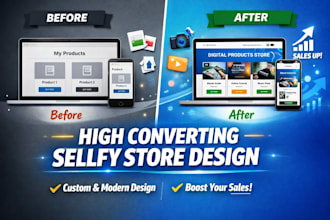 setup sellfy website design, redesign sellfy store