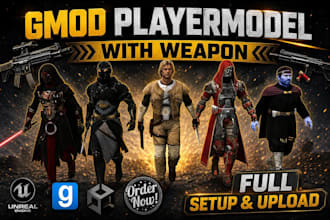 create and port gmod playermodel with quality weapons for garrys mod