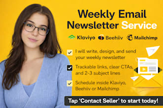 write and design your weekly email newsletter on klaviyo and beehiiv