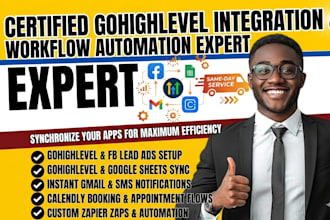 setup gohighlevel with facebook ads google sheets gmail calendly zapier workflow