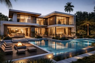 design modern interior and exterior with realistic 3d render