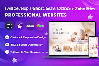 develop a ghost, grav, odoo or zoho sites professional website