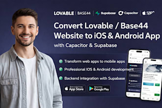 convert lovable base44 website to ios and android app with capacitor, supabase