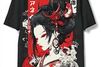 do a japanese t shirt illustration
