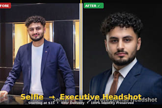 turn your selfie into a premium corporate linkedin headshot