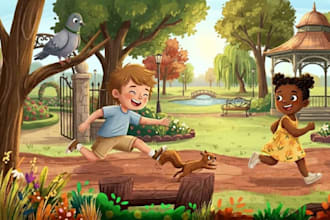create hand drawn watercolor children story book illustration hand drawn