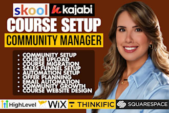 setup kajabi online course skool community wix website squarespace course upload