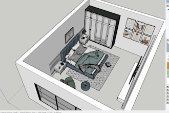 create a 3d room design and realistic floor plan in sketchup