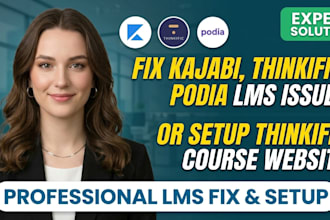 fix kajabi thinkific podia lms website issue or setup thinkific course website