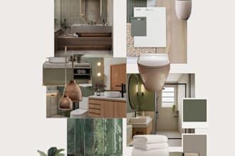 create an interior design moodboard and color palette
