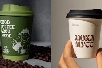 create coffee mockup, packaging, and label sticker design