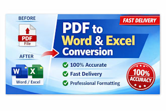 do data entry, PDF to word, and design food menu