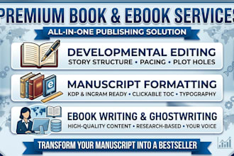book editing manuscript formatting, developmental book editor, ebook writer