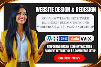 design wordpress website, ionos, wix, hostinger, webador,  duda website