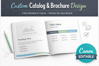 design product catalog, company catalogue, canva editable brochure design