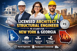 licensed architect, civil and structural engineer pe stamp for new york georgia