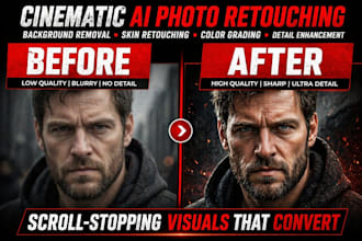 do high quality retouching, compositions and bg removal