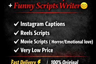 write professional horror movie scripts and emotional captions