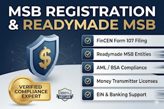 do msb registration and provide readymade msb for your fintech